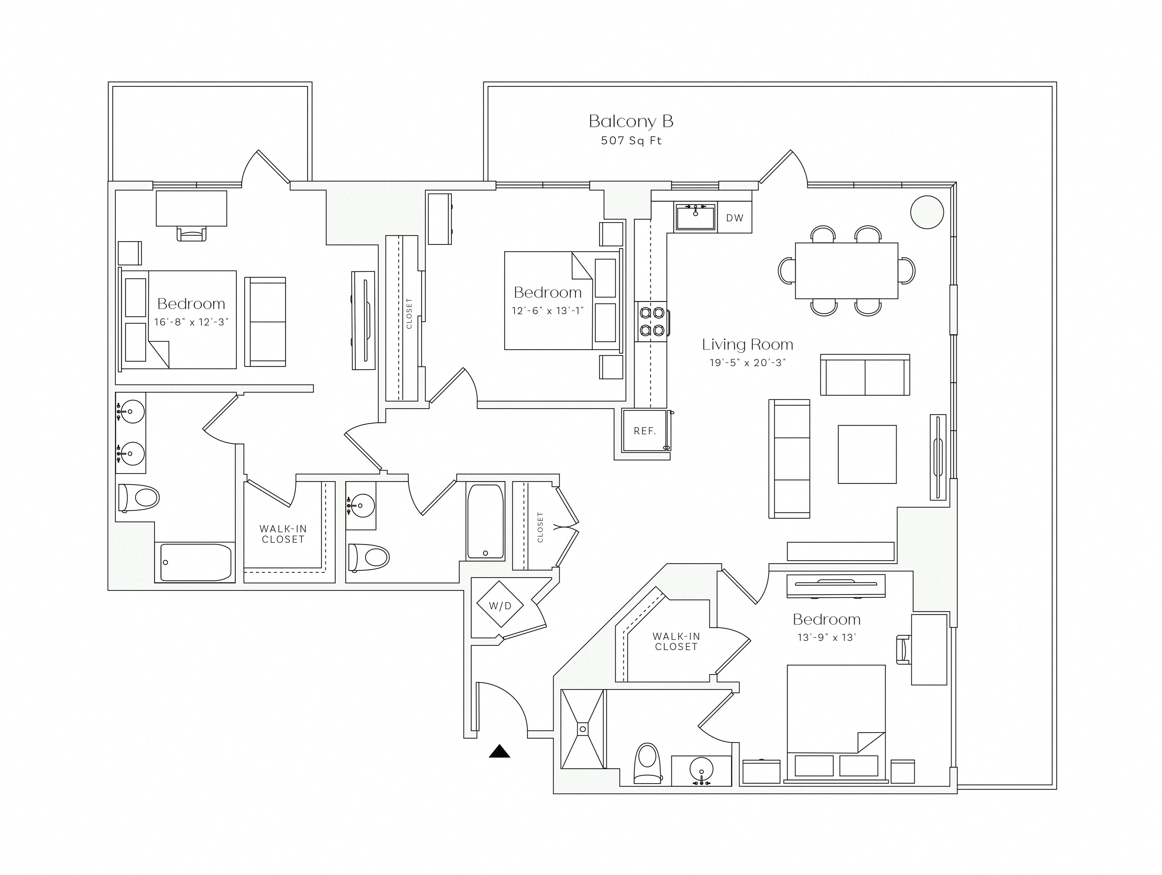 3 Bedroom 3 Bath floor plan